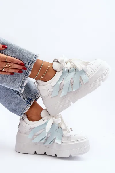 Sneakersy S Hrúbkou Podrážky Na Modrej Platforme Zazoo