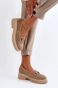 Zazoo 3429 Semišové Dámske Mokasíny S Ozdobou Beige
