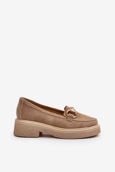 Zazoo 3429 Semišové Dámske Mokasíny S Ozdobou Beige