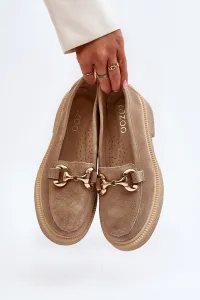 Zazoo 3429 Semišové Dámske Mokasíny S Ozdobou Beige