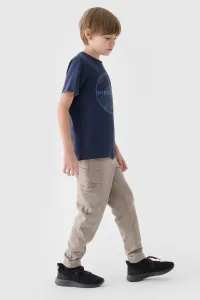 Chlapčenské zateplené tepláky 4F JUNIOR TROUSERS-JWAW24TTROM760-26S-WARM LIGHT GREY
