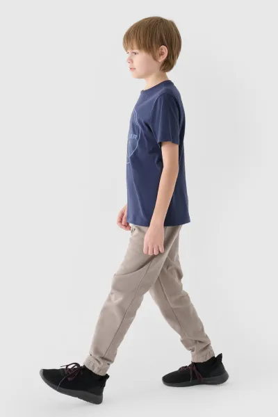 Chlapčenské zateplené tepláky 4F JUNIOR TROUSERS-JWAW24TTROM760-26S-WARM LIGHT GREY