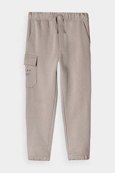 Chlapčenské zateplené tepláky 4F JUNIOR TROUSERS-JWAW24TTROM760-26S-WARM LIGHT GREY