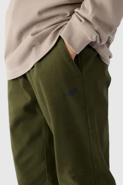 Chlapčenské Jogger Casual Nohavice Hladké 4F Khaki 4FJWMM00TTR