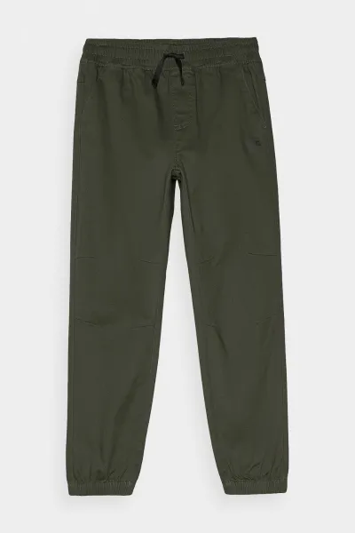 Chlapčenské Jogger Casual Nohavice Hladké 4F Khaki 4FJWMM00TTR