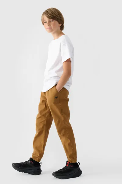 Chlapčenské Jogger Casual Nohavice Hladké 4F Khaki 4FJWMM00TTR