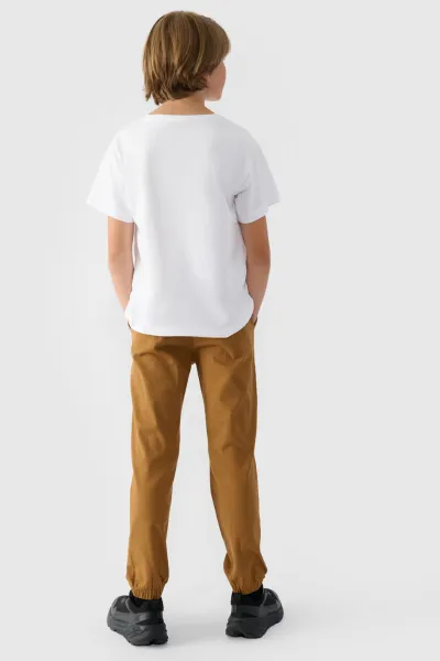 Chlapčenské Jogger Casual Nohavice Hladké 4F Khaki 4FJWMM00TTR