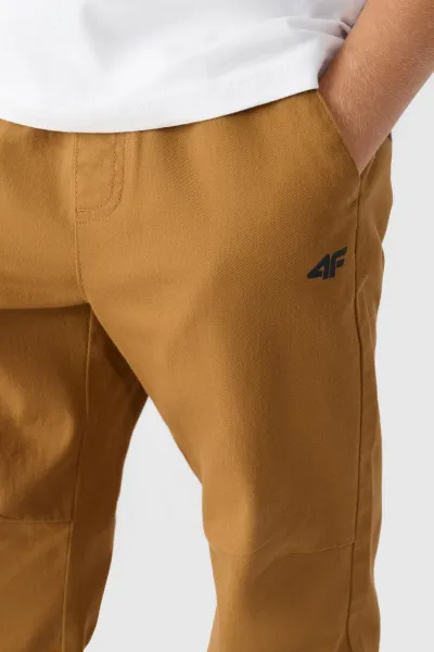 Chlapčenské Jogger Casual Nohavice Hladké 4F Khaki 4FJWMM00TTR