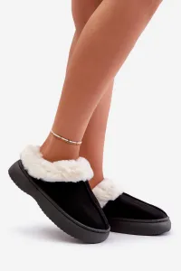 FK1 Dámske Papuče S Kožušinou Čierne Zinntia