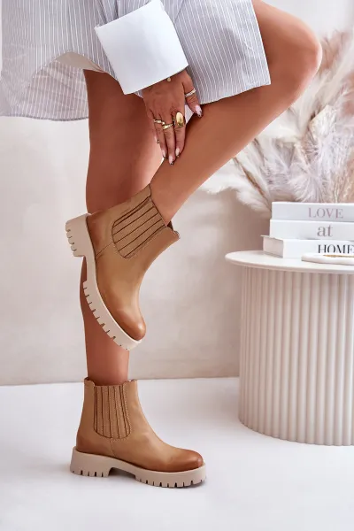 Lewski Shoes Dámske Zateplené Topánky Na Ploškom Opätku Koža Lewski 3611 Hnedé