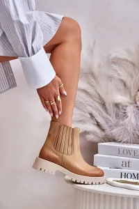 Lewski Shoes Dámske Zateplené Topánky Na Ploškom Opätku Koža Lewski 3611 Hnedé