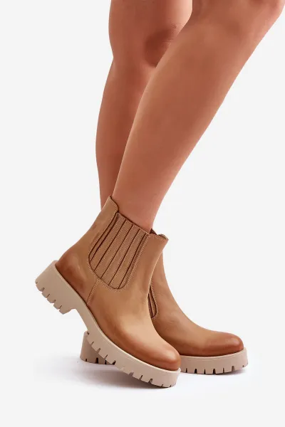 Lewski Shoes Dámske Zateplené Topánky Na Ploškom Opätku Koža Lewski 3611 Hnedé