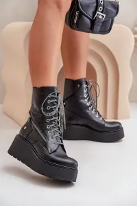 Kožené Boty Worker Na Platforme A Klíne Maciejka