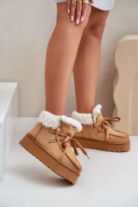 FR1 Dámske Snehule Na Platforme S Kožušinou Typ Branek Camel Ciabellae