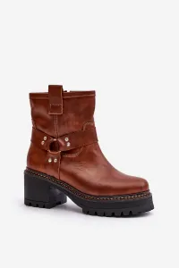 Lewski Shoes Dámske Kožené Čižmy Na Zips Hnedé Lewski 3435