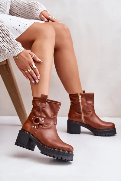 Lewski Shoes Dámske Kožené Čižmy Na Zips Hnedé Lewski 3435