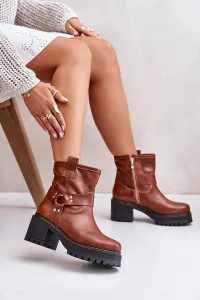 Lewski Shoes Dámske Kožené Čižmy Na Zips Hnedé Lewski 3435