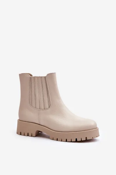 Lewski Shoes Dámske Zateplené Topánky Na Plocho Kožené Svetlo Béžové Lewski 3611