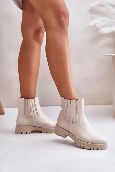 Lewski Shoes Dámske Zateplené Topánky Na Plocho Kožené Svetlo Béžové Lewski 3611