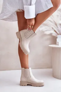 Lewski Shoes Dámske Zateplené Topánky Na Plocho Kožené Svetlo Béžové Lewski 3611