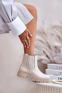 Lewski Shoes Dámske Zateplené Topánky Na Plocho Kožené Svetlo Béžové Lewski 3611