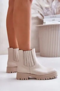 Lewski Shoes Dámske Zateplené Topánky Na Plocho Kožené Svetlo Béžové Lewski 3611
