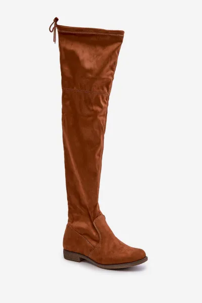 PH2 Čižmy Na Plocho Po Koleno Z Eko Semišu Camel Linnithia