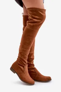 PH2 Čižmy Na Plocho Po Koleno Z Eko Semišu Camel Linnithia