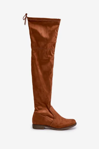 PH2 Čižmy Na Plocho Po Koleno Z Eko Semišu Camel Linnithia