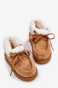 FR1 Snehové Topánky Pre Deti Izolované S Kožušinou Camel Adelane