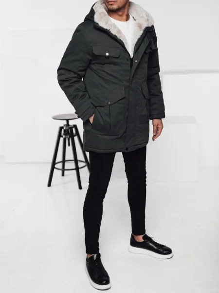 Zimná parka s kapucňou, zelená