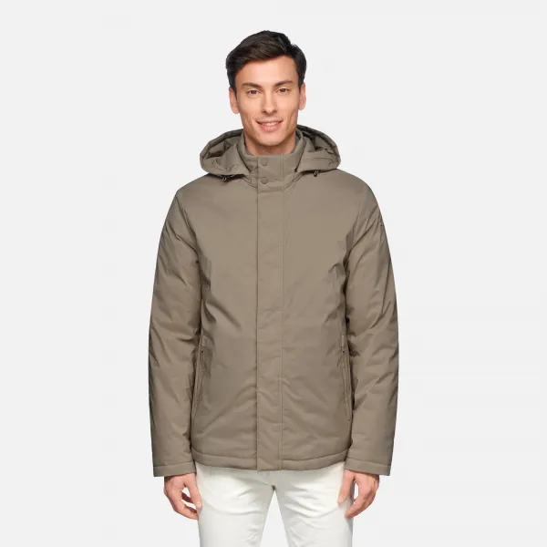 Beige Men's Quilted Jacket Geox Aurelio - Mens
