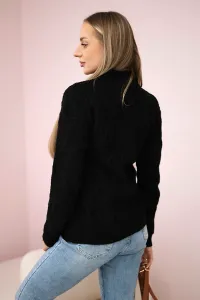 Sweater with decorative knitting in black color