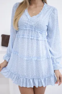 Azure dress with decorative ruffles