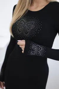 Knitted dress with a black bow motif