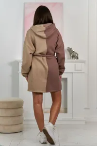 Insulated two-tone sweatshirt dark beige + light beige