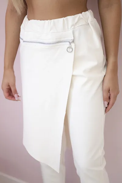 Punto Milano winter pants with decorative zipper light beige