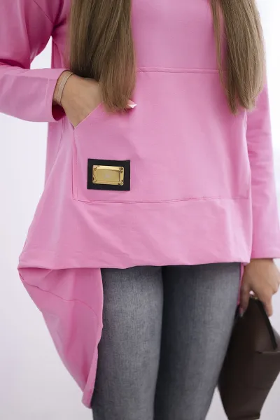 Pink hoodie with a long back