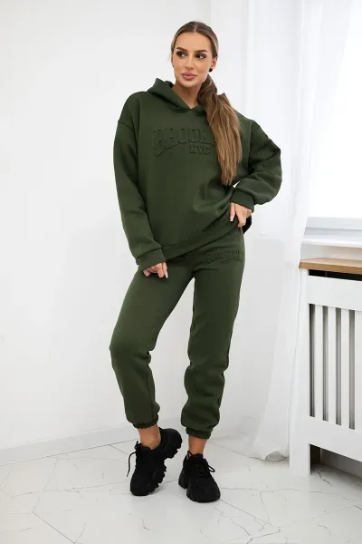 Insulated cotton set, sweatshirt + pants Brooklyn khaki