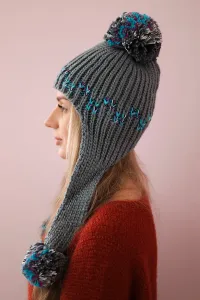 Women's cap with long ears Nadia K321 dark gray