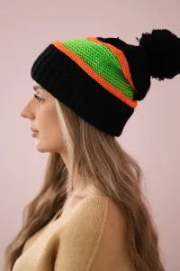Women's Cap Kinga K297 Black + Orange + Neon Green