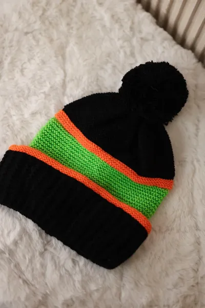 Women's Cap Kinga K297 Black + Orange + Neon Green