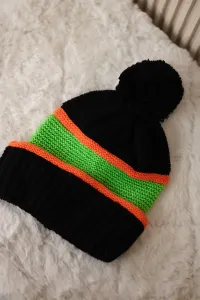 Women's Cap Kinga K297 Black + Orange + Neon Green