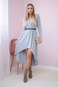 Dress with decorative belt and gray inscription