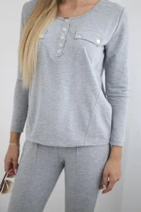 Set with a neckline with press studs in gray color