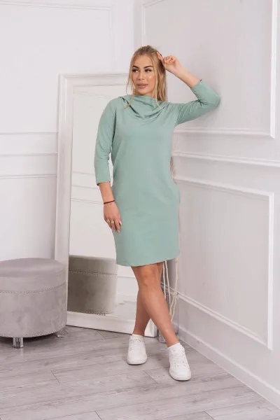 Dress with hood and pockets dark mint
