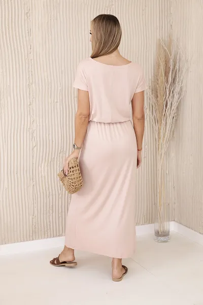 Women's viscose dress with pockets - powder pink