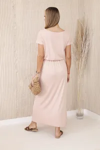Women's viscose dress with pockets - powder pink