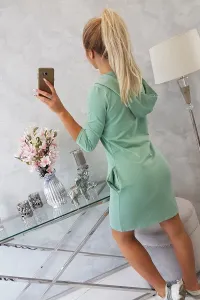 Dress with hood and pockets dark mint