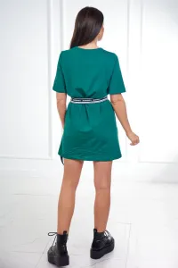 Dress with decorative belt green